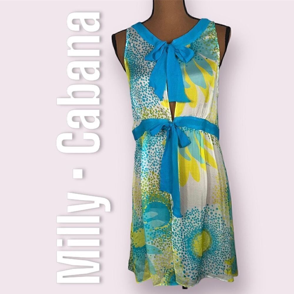 Milly Cabana, Front Tie Silk Swim Floral Print Bathing Suit Beach Cover-Up Large